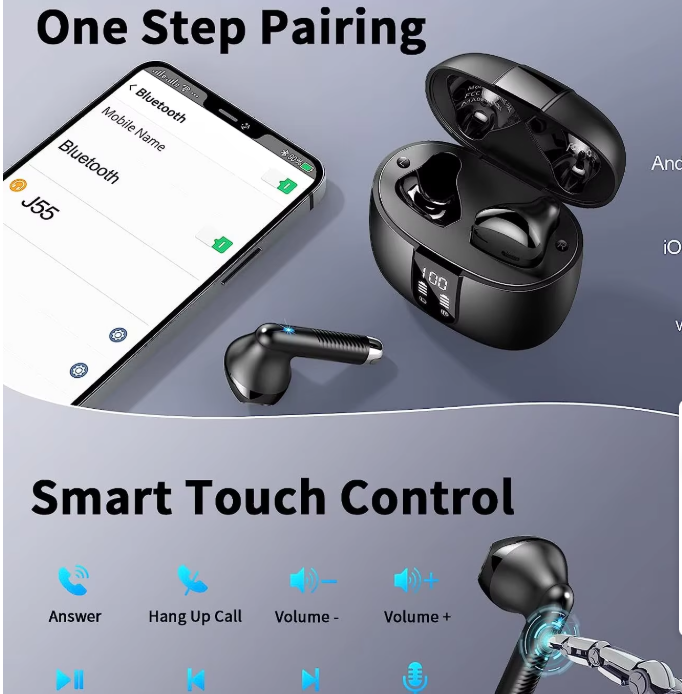 Wireless Earbuds Bluetooth Headphones 40H Playback In Ear Earphones