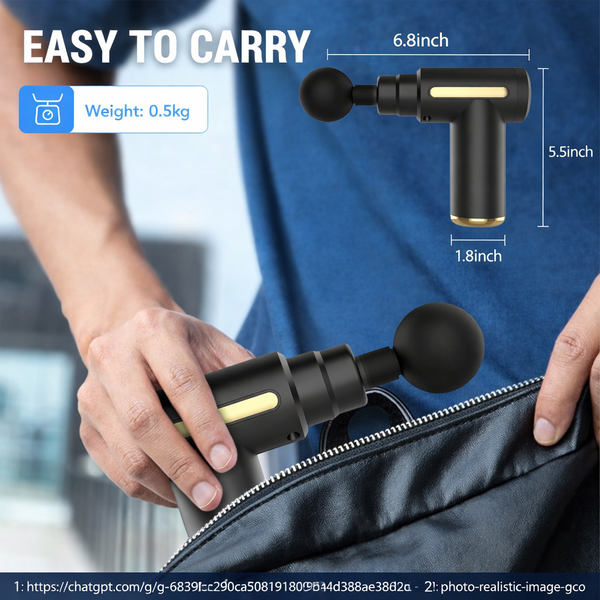 Mini Massage Gun Deep Tissue Portable Muscle Massager USB C Rechargeable with LCD Screen