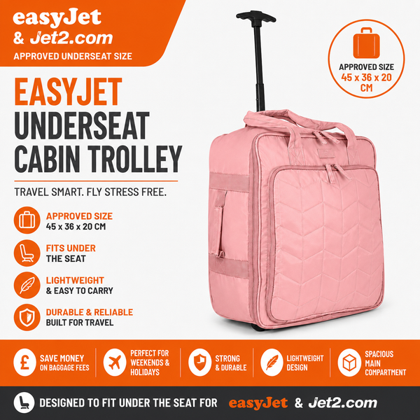 Black EasyJet Cabin Bag 45x36x20 – Underseat Trolley Case