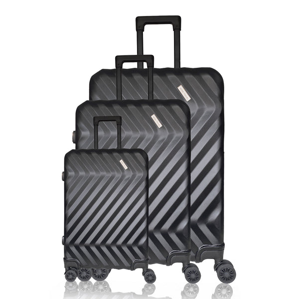 WOW TRAVEL 3 Piece Black Hard Shell Luggage Set Cabin Medium Large