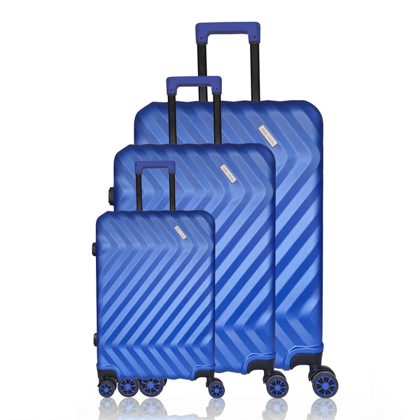 WOW TRAVEL 3 Piece Blue Hard Shell Luggage Set Cabin Medium Large