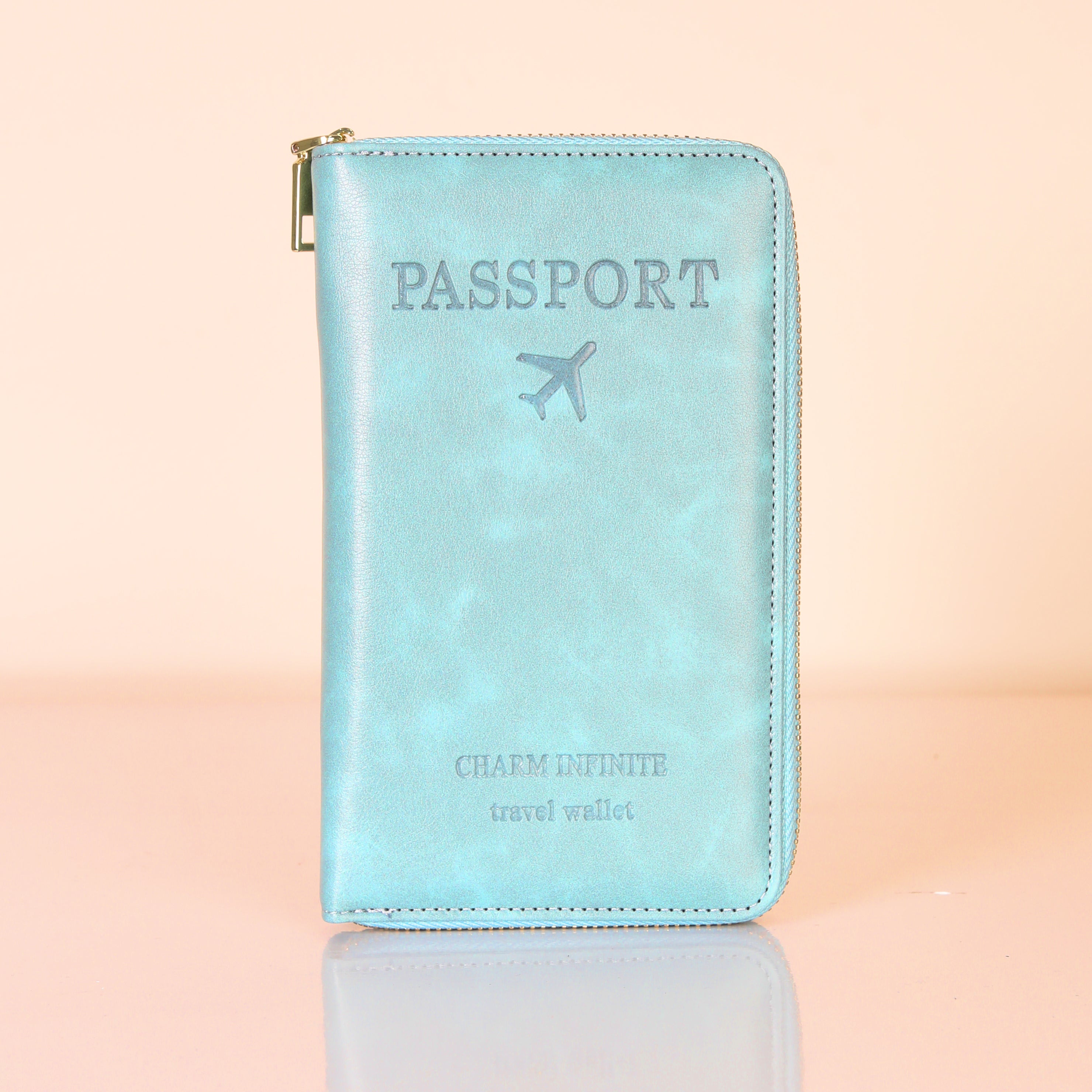 Sky Blue RFID Protected Passport Travel Wallet