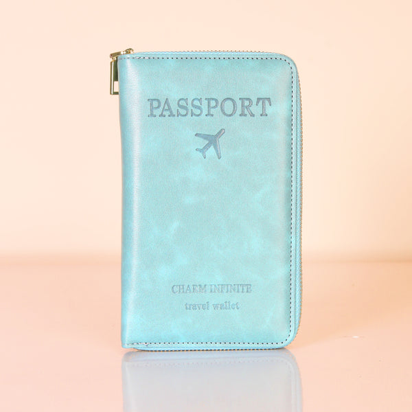 Sky Blue RFID Protected Passport Travel Wallet