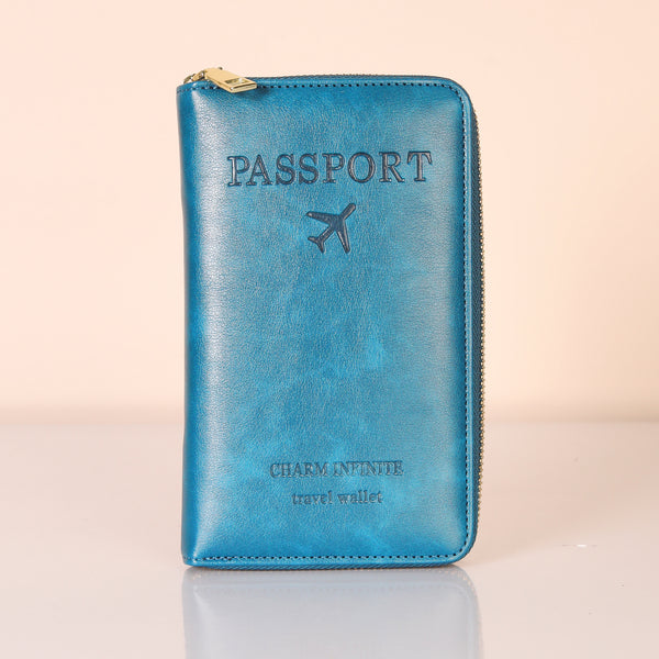 Peacock Blue RFID Protected Passport Travel Wallet