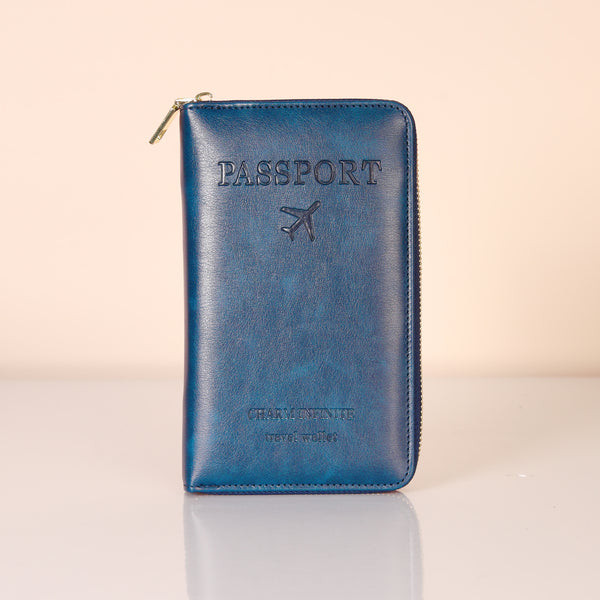 Dark Blue RFID Protected Passport Travel Wallet