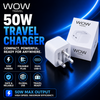 WOW Travel 50W Dual USB-C Fast Charger Foldable Travel Plug