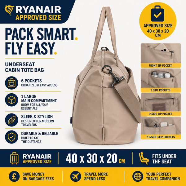 Ryanair 40x30x20 Underseat Tote Bag Pink