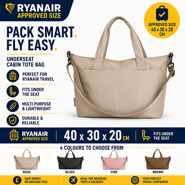 Ryanair 40x30x20 Underseat Tote Bag Pink