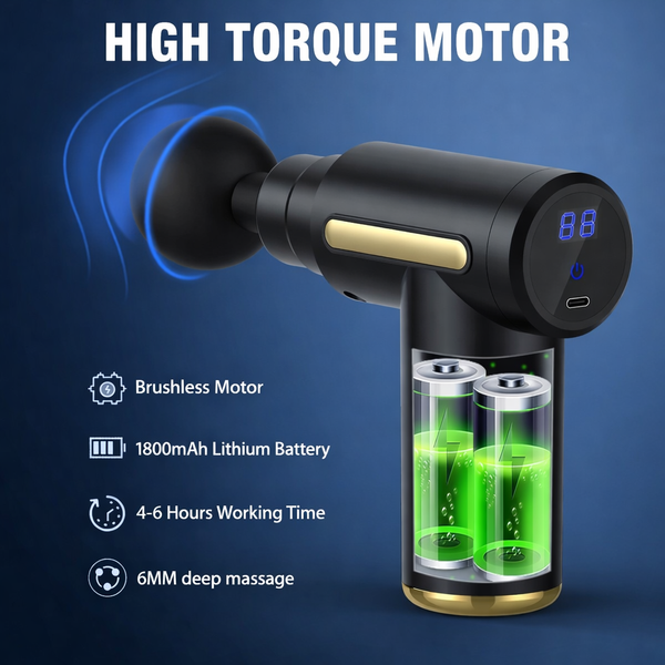 Mini Massage Gun Deep Tissue Portable Muscle Massager USB C Rechargeable with LCD Screen