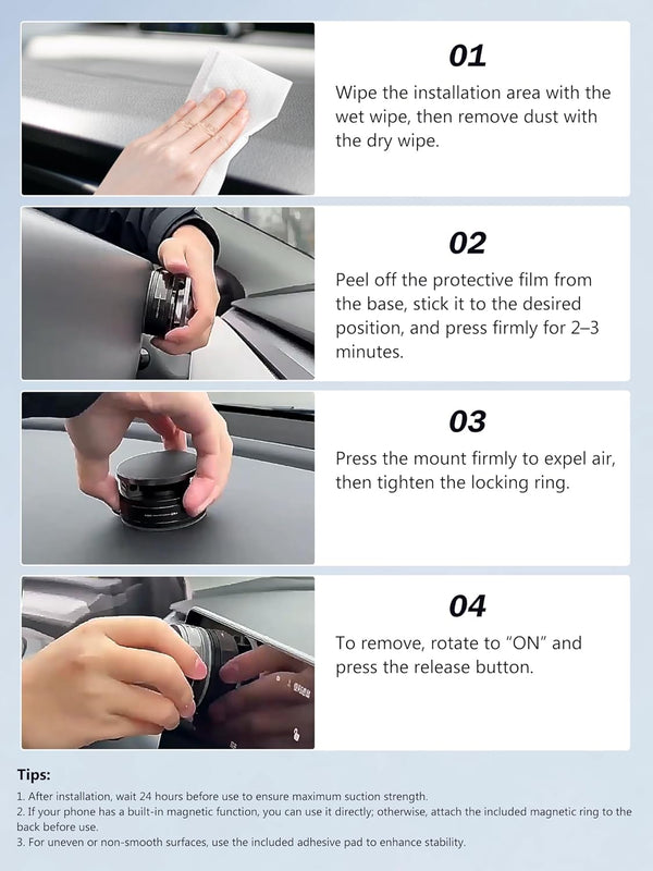 Suction Cup Phone Mount Vacuum Lock Car Phone Holder