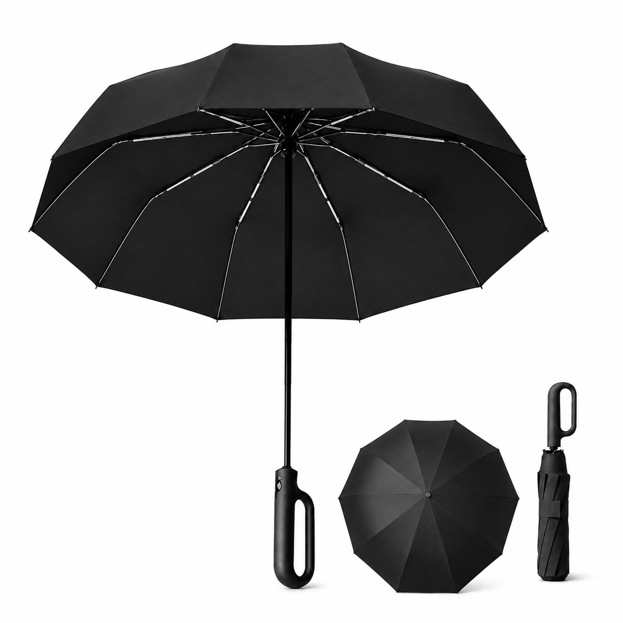 WOW Travel Automatic Carabiner Umbrella | Windproof 10 Rib Travel Umbrella
