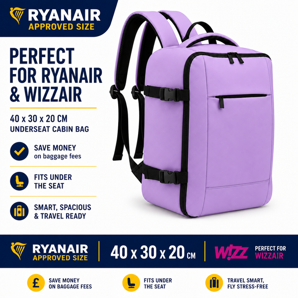 Purple Ryanair 40x30x20cm Underseat Backpack