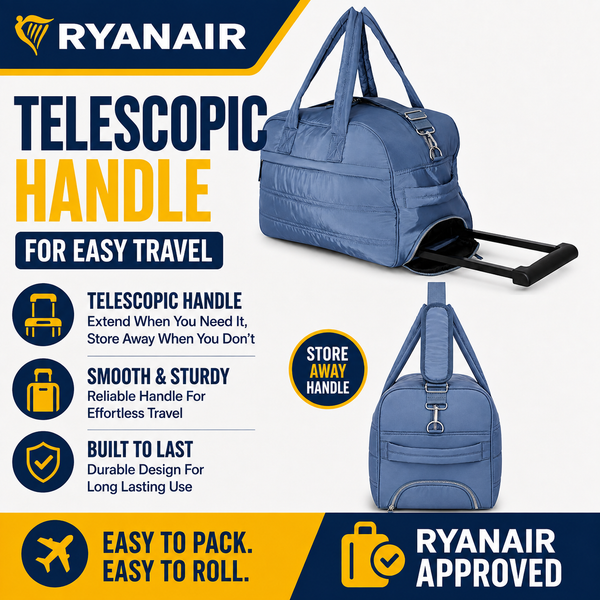 Pink 40x30x20cm Underseat Trolley Bag with Wheels – Ryanair Cabin Bag