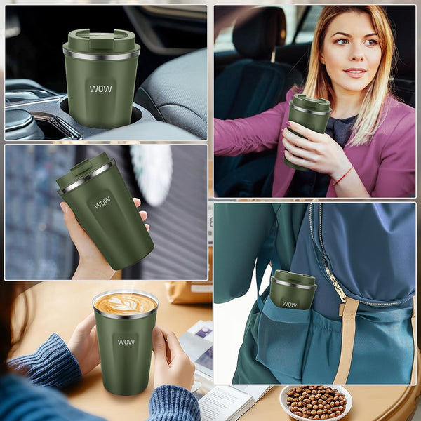 Insulated Travel Mug Leakproof Coffee Cup 380ml Black