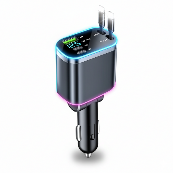5 in 1 Retractable USB C Car Charger