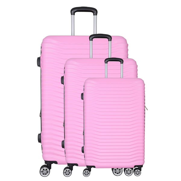 BABY PINK 3 PIECE LUGGAGE SUITCASE SET