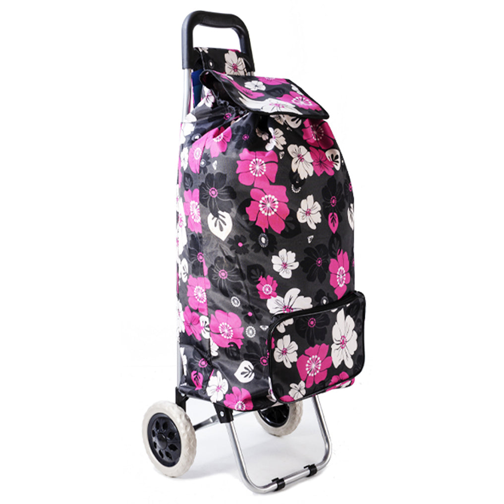 BLACK PINK FLOWER Heavy-Duty Shopping Trolley Grocery Cart