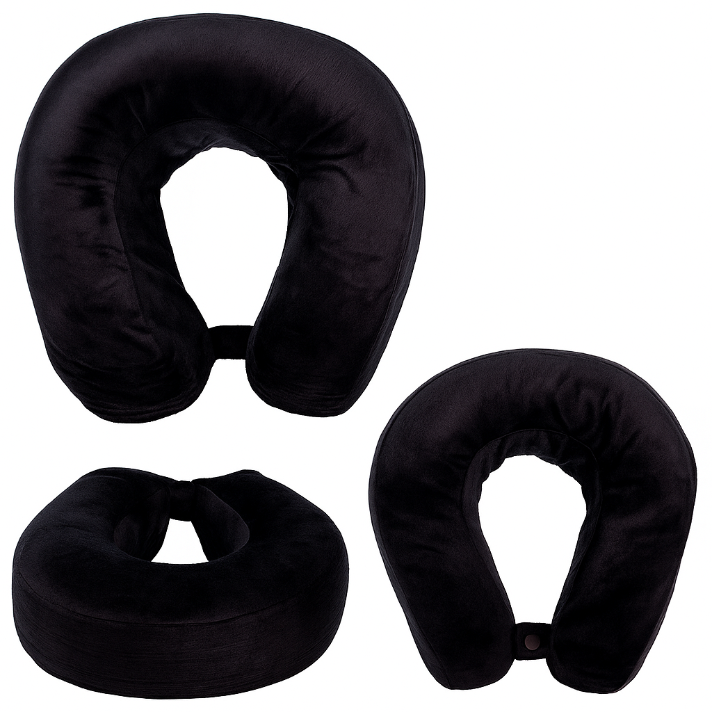 Black Ergonomic Travel Neck Pillow
