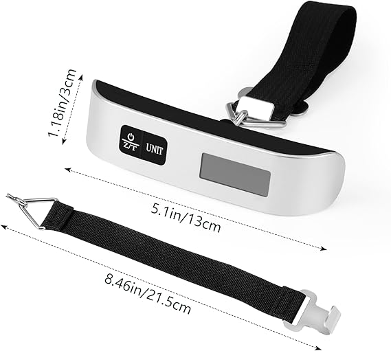 Digital Luggage Scale with Temperature Sensor – 110lb/50kg Capacity, Backlit LCD, Tare Function, Lightweight & Portable