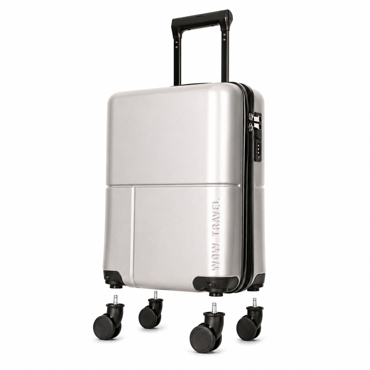 EasyJet 45x36x20 Underseat Cabin Suitcase Jet2 Approved Carry On Luggage WOW Travel Silver Grey