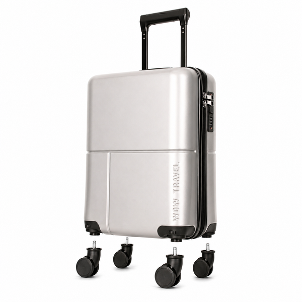 EasyJet 45x36x20 Underseat Cabin Suitcase Jet2 Approved Carry On Luggage WOW Travel Silver Grey