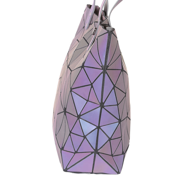 Geometric Reflective Holographic Tote Handbag – Luminous Color-Changing Shoulder Bag
