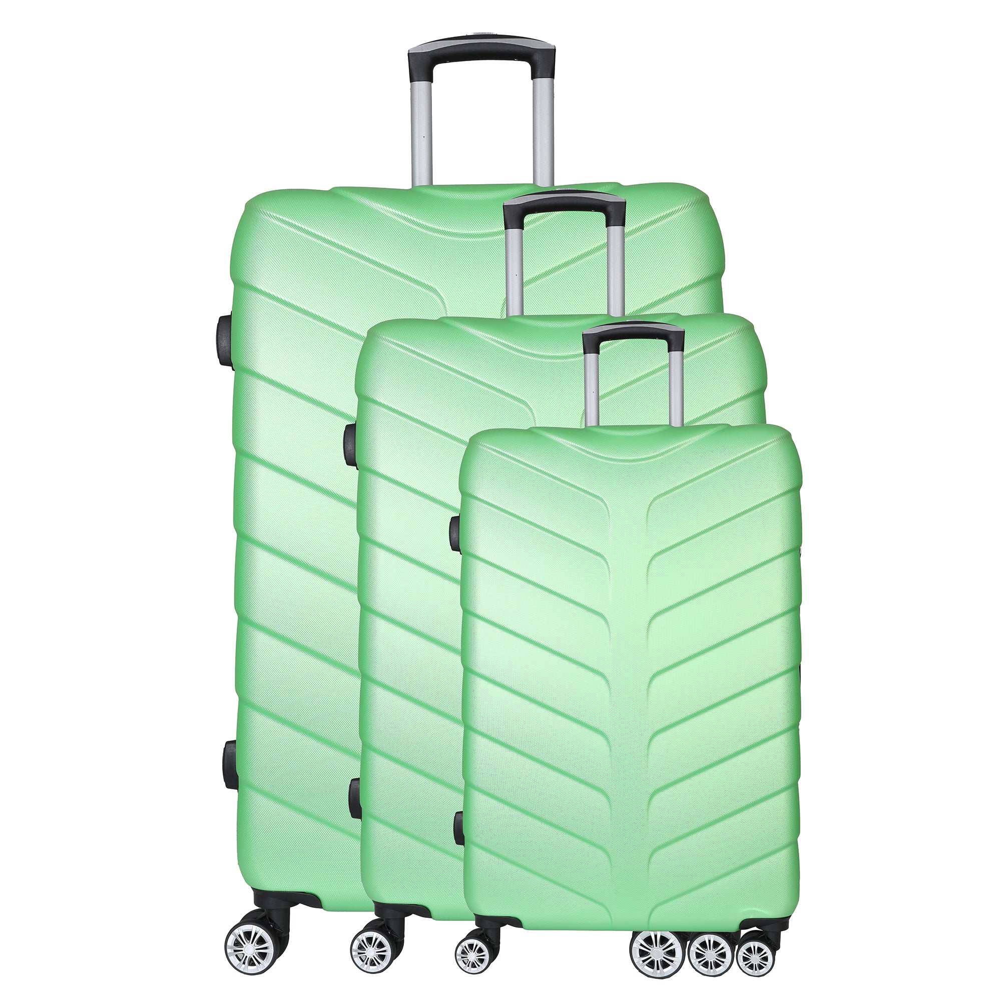 Green 3 Piece Luggage Set - Hard Case Suitcase Trolley