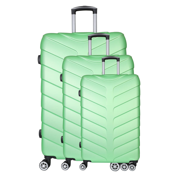 Green 3 Piece Luggage Set - Hard Case Suitcase Trolley