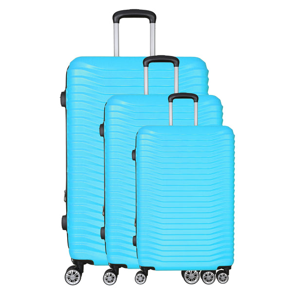 LIGHT BLUE 3 PIECE LUGGAGE SUITCASE SET