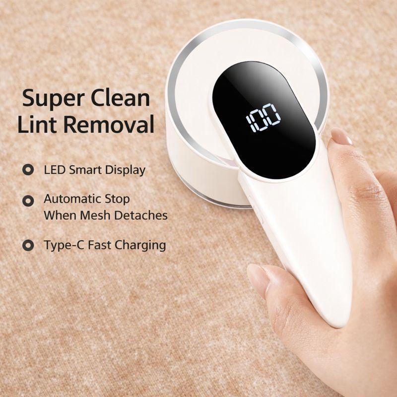 Electric Lint Remover Fabric Shaver for Clothes with LED Display Type C Rechargeable Bobble Remover