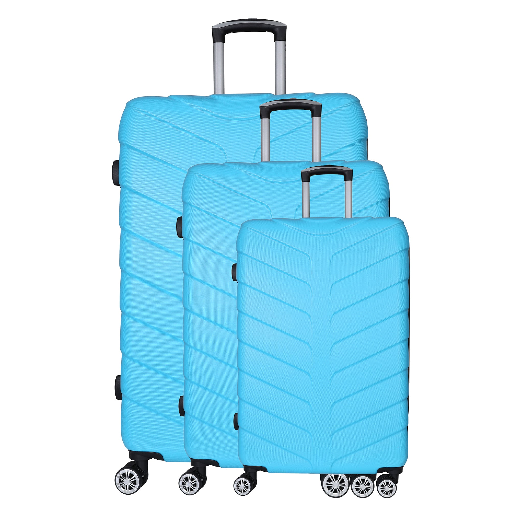 Light Blue 3 Piece Luggage Set - Hard Case Suitcase Trolley