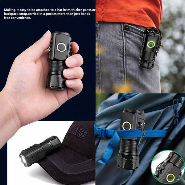 WOW Travel Mini Rechargeable LED Torch 2000 Lumens USB C Magnetic Pocket Flashlight