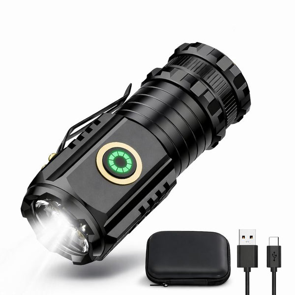 WOW Travel Mini Rechargeable LED Torch 2000 Lumens USB C Magnetic Pocket Flashlight