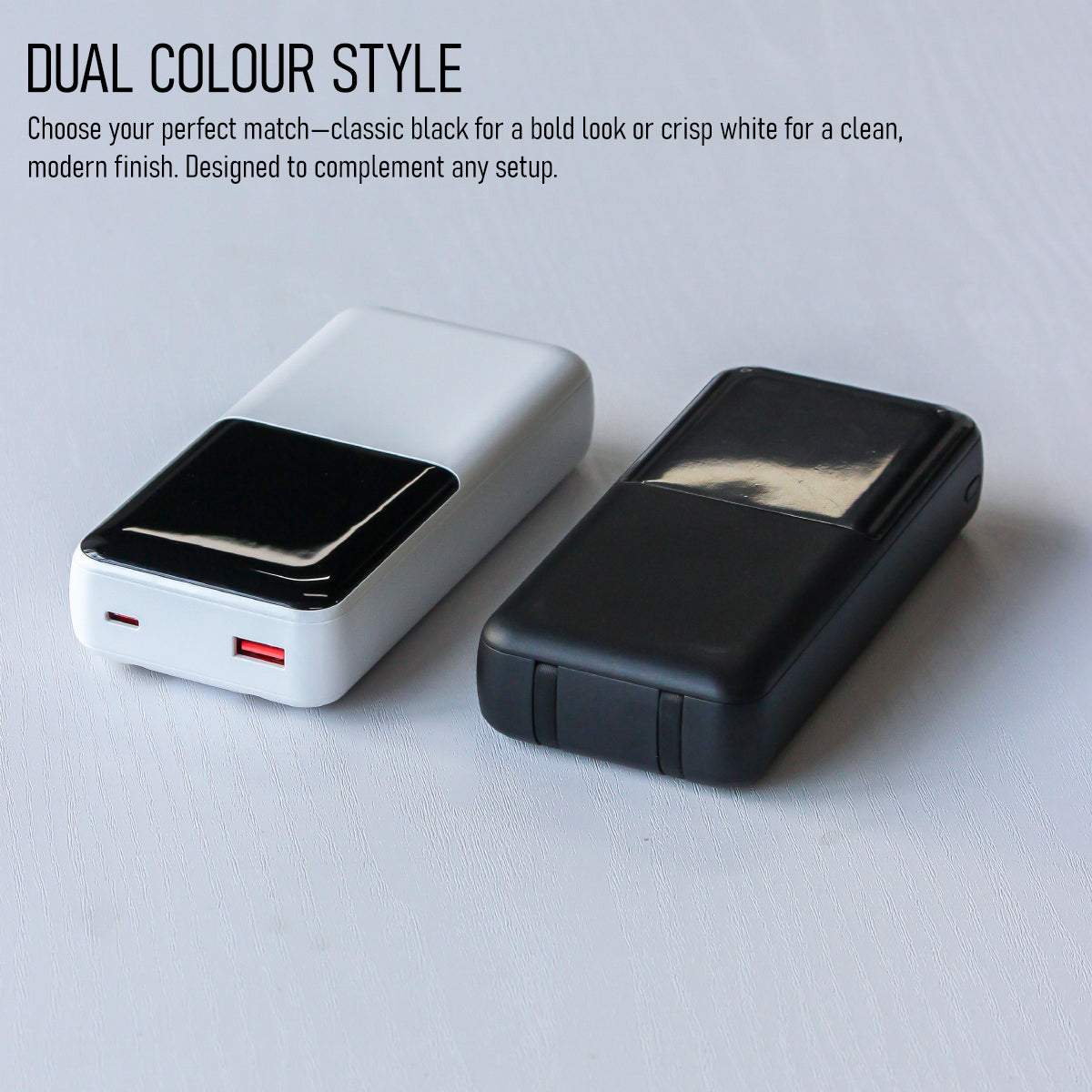 WOW Travel 20000mAh 22.5W PD Fast Charging Power Bank with Built-In Dual Cables & LED Display (BLACK)