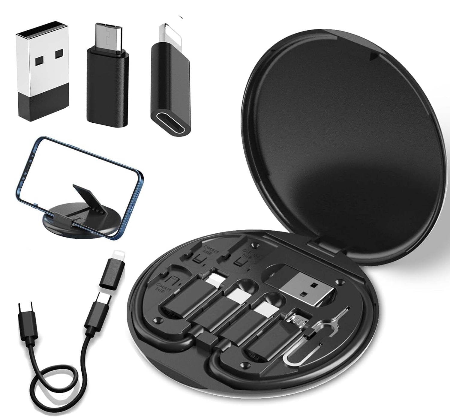 All-in-One 60W Fast Charging Cable Kit - Travel Set with SIM Tool, Adapters