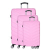 Pink 3 Piece Luggage Set - Hard Case Suitcase Trolley