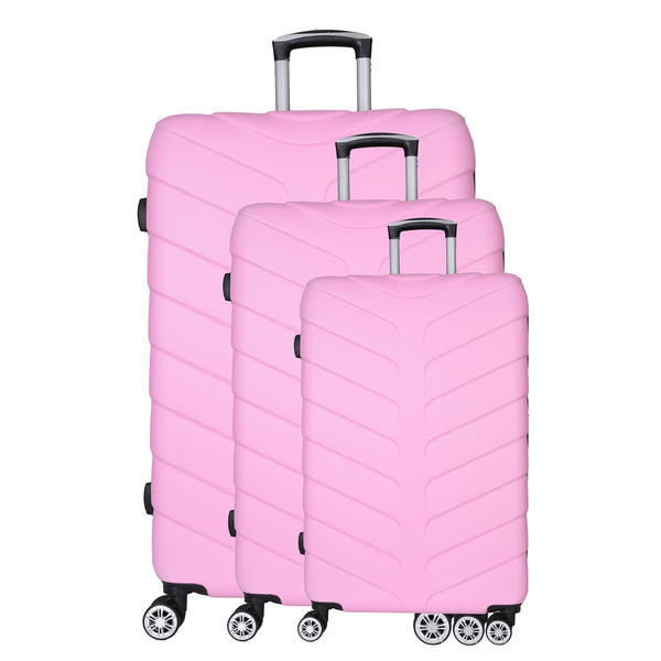 Pink 3 Piece Luggage Set - Hard Case Suitcase Trolley