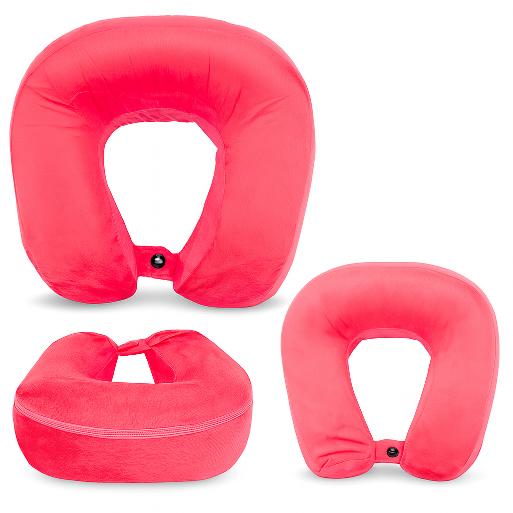 Pink Ergonomic Travel Neck Pillow