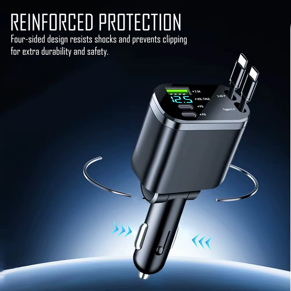 5 in 1 Retractable USB C Car Charger
