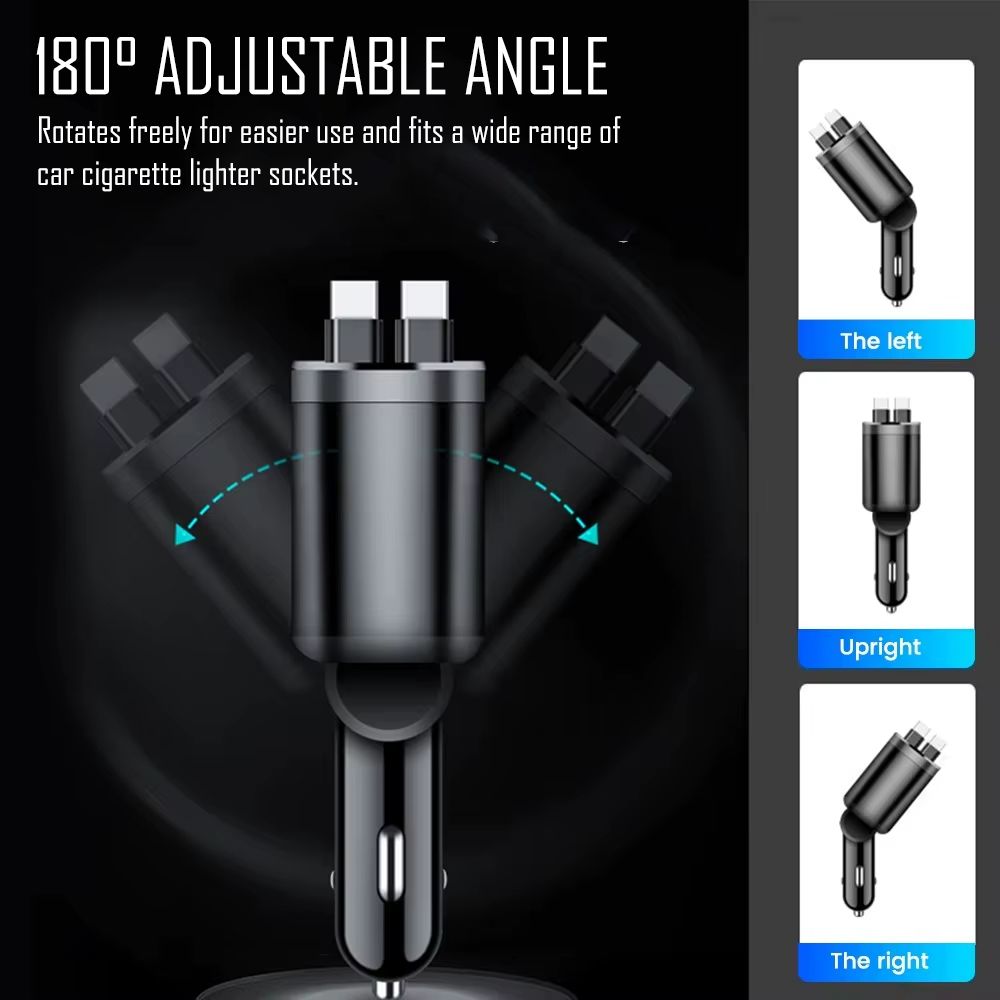 5 in 1 Retractable USB C Car Charger
