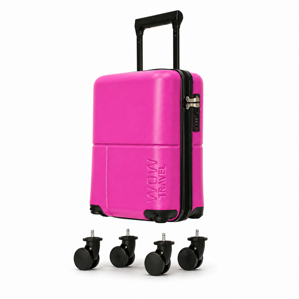HOT PINK WOW Travel 40×30×20 Underseat Cabin Suitcase Ryanair Approved Lightweight Carry On
