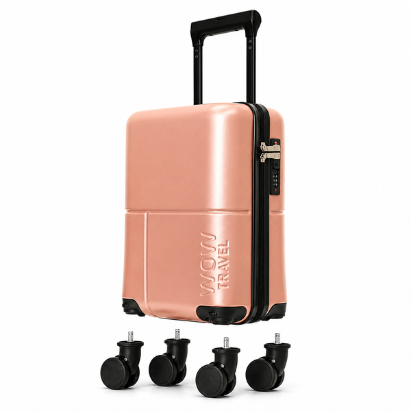 ROSE GOLD WOW Travel 40×30×20 Underseat Cabin Suitcase Ryanair Approved Lightweight Carry On