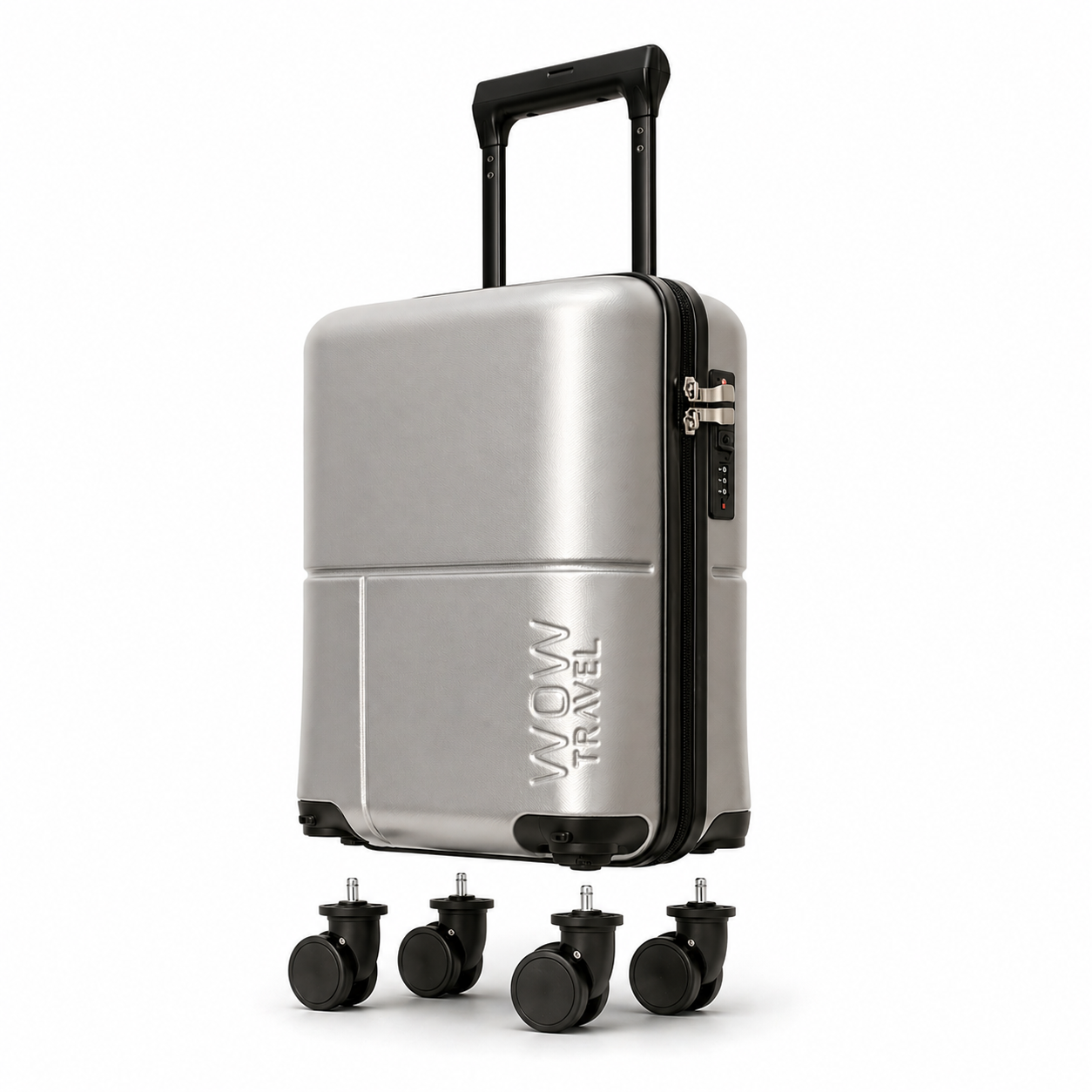 SILVER GREY WOW Travel 40×30×20 Underseat Cabin Suitcase Ryanair Approved Lightweight Carry On