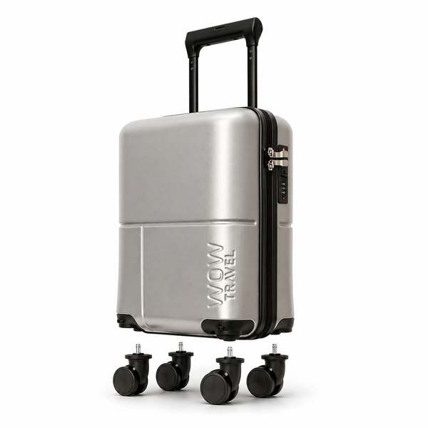 SILVER GREY WOW Travel 40×30×20 Underseat Cabin Suitcase Ryanair Approved Lightweight Carry On