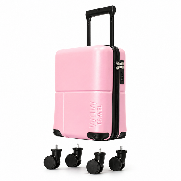BABY PINK WOW Travel 40×30×20 Underseat Cabin Suitcase Ryanair Approved Lightweight Carry On