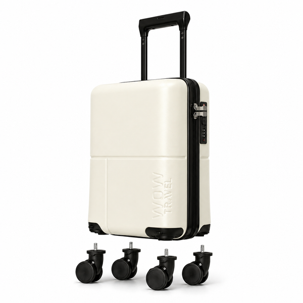 MILK WHITE WOW Travel 40×30×20 Underseat Cabin Suitcase Ryanair Approved Lightweight Carry On