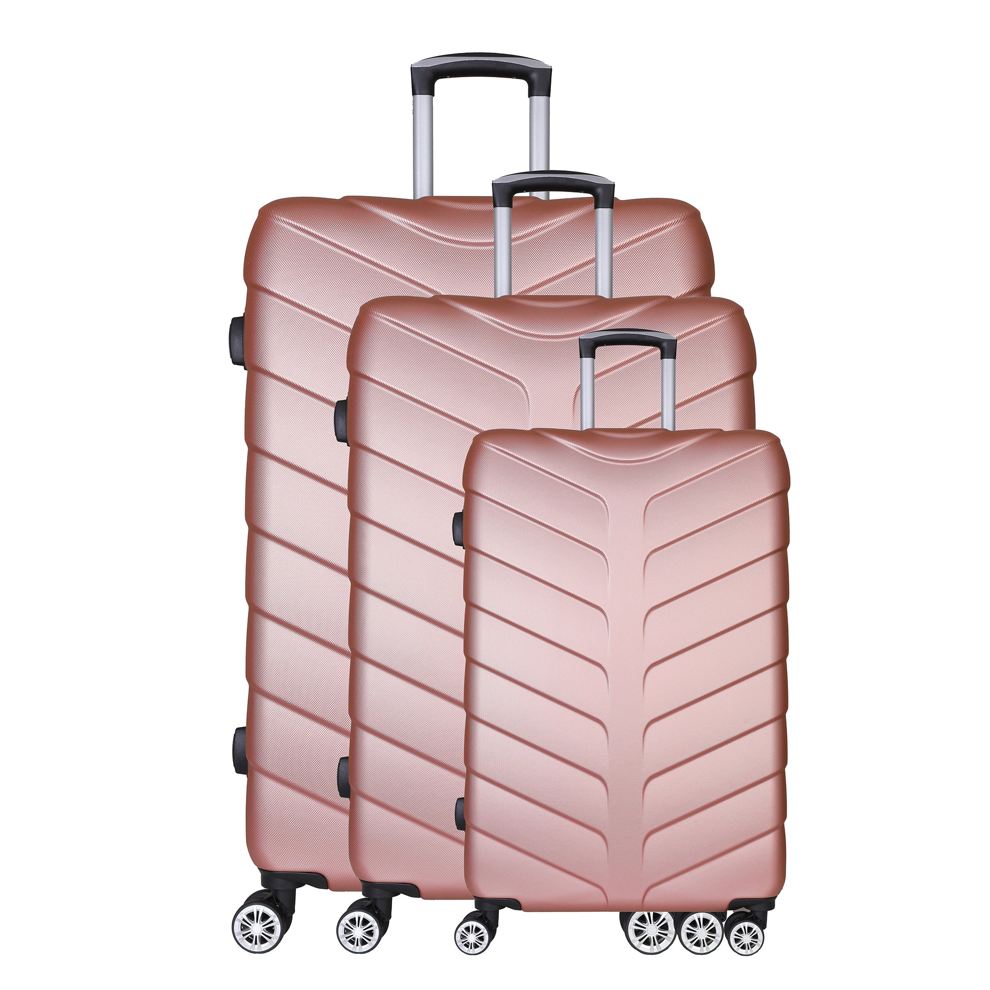 Rose Gold 3 Piece Luggage Set - Hard Case Suitcase Trolley