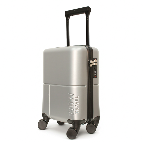 SILVER GREY WOW Travel 40×30×20 Underseat Cabin Suitcase Ryanair Approved Lightweight Carry On