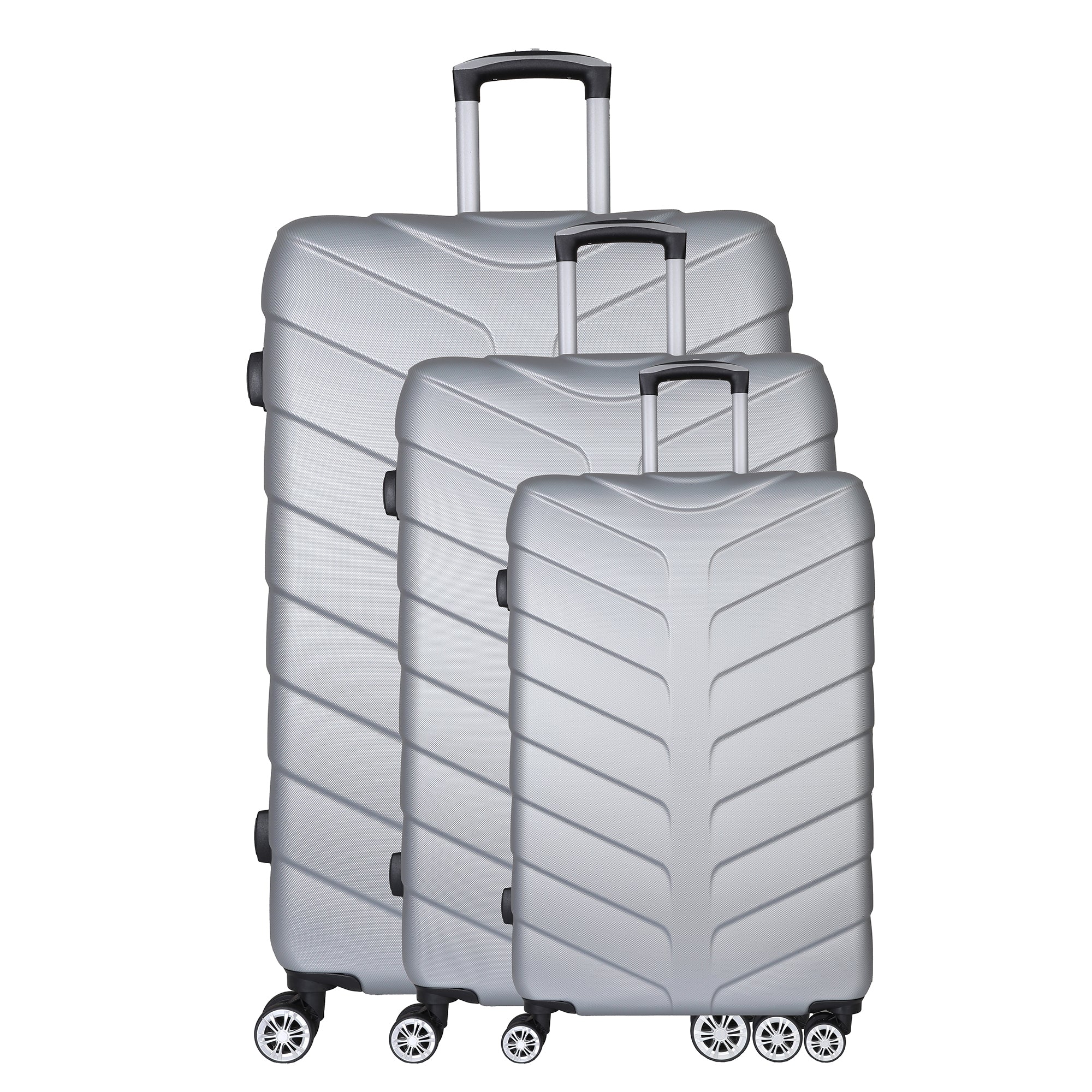 Silver Grey 3 Piece Luggage Set - Hard Case Suitcase Trolley