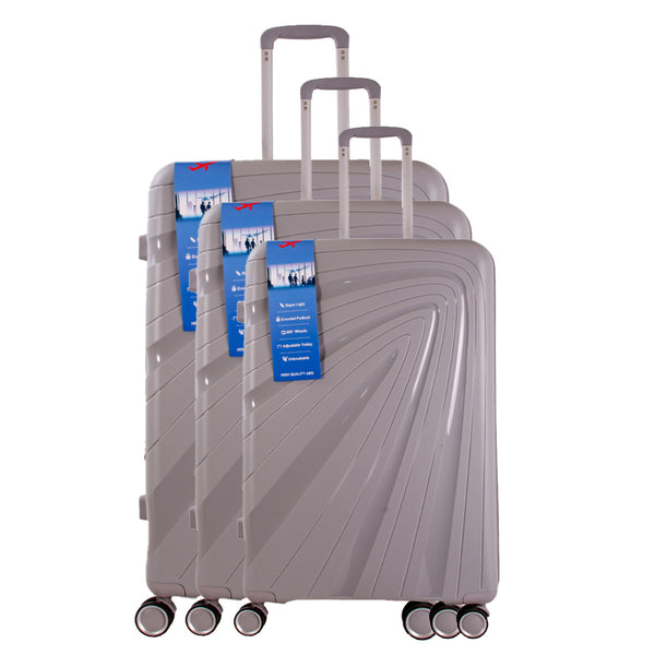 Silver Grey Set of 3 Suitcases